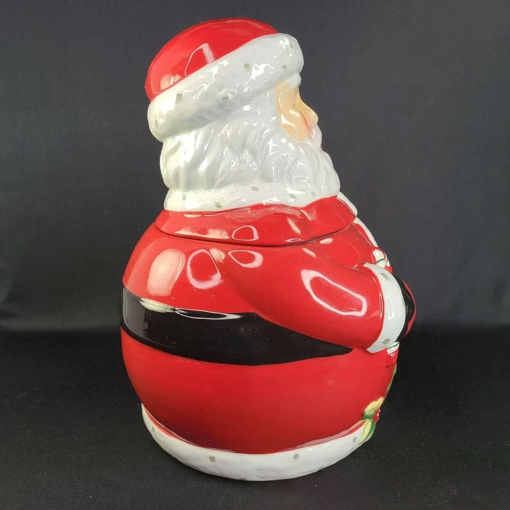 Pier 1 One Santa Claus Cookie Jar Christmas Holiday Earthenware Pottery Treat